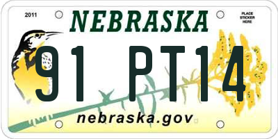 NE license plate 91PT14