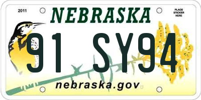 NE license plate 91SY94
