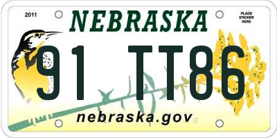 NE license plate 91TT86