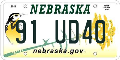 NE license plate 91UD40