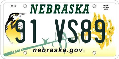 NE license plate 91VS89