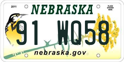 NE license plate 91WQ58