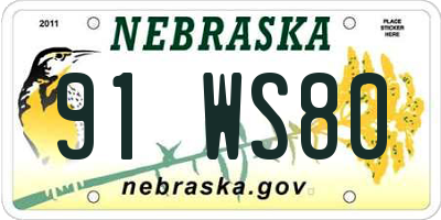 NE license plate 91WS80