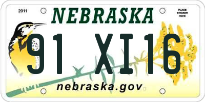 NE license plate 91XI16