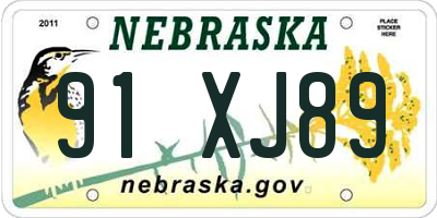 NE license plate 91XJ89