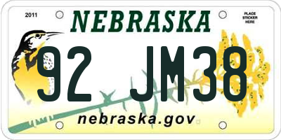 NE license plate 92JM38