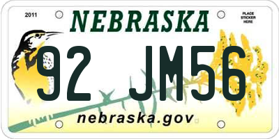 NE license plate 92JM56