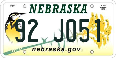 NE license plate 92JO51