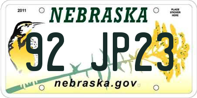 NE license plate 92JP23