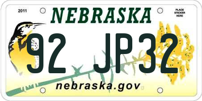 NE license plate 92JP32