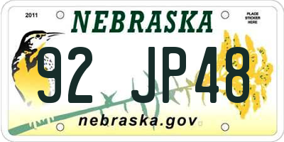 NE license plate 92JP48