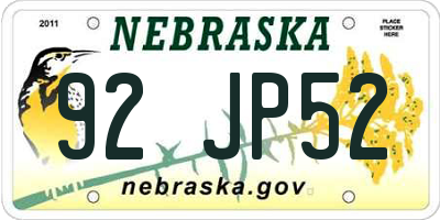 NE license plate 92JP52