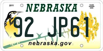 NE license plate 92JP61