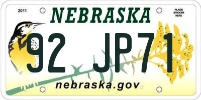 NE license plate 92JP71