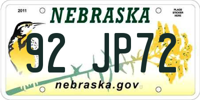 NE license plate 92JP72