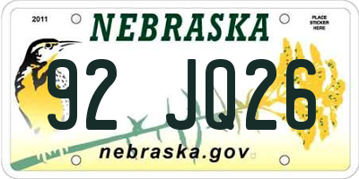 NE license plate 92JQ26