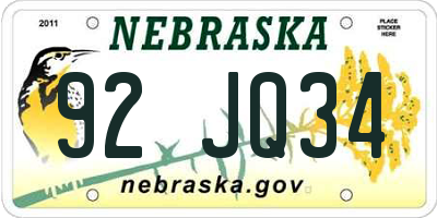 NE license plate 92JQ34