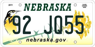 NE license plate 92JQ55