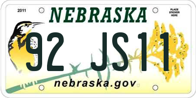 NE license plate 92JS11
