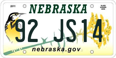 NE license plate 92JS14