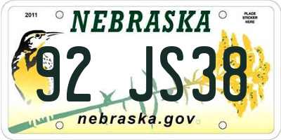 NE license plate 92JS38