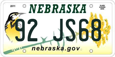 NE license plate 92JS68