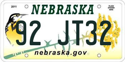 NE license plate 92JT32