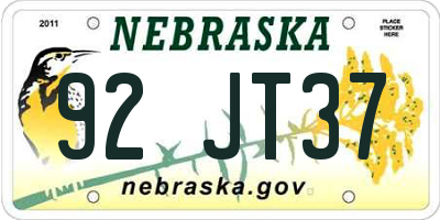 NE license plate 92JT37