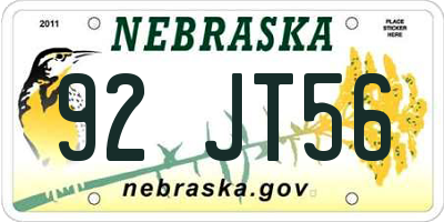 NE license plate 92JT56