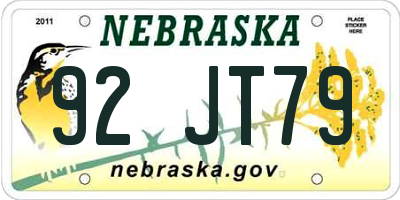 NE license plate 92JT79