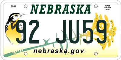 NE license plate 92JU59
