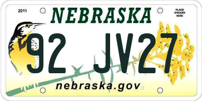 NE license plate 92JV27
