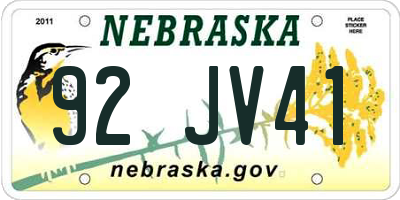 NE license plate 92JV41