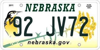 NE license plate 92JV72