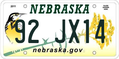 NE license plate 92JX14