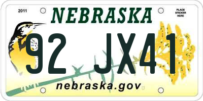 NE license plate 92JX41