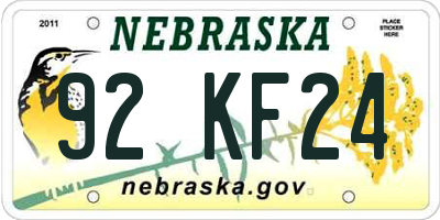 NE license plate 92KF24