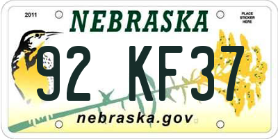 NE license plate 92KF37