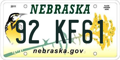 NE license plate 92KF61