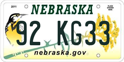 NE license plate 92KG33