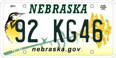 NE license plate 92KG46