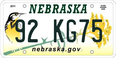NE license plate 92KG75