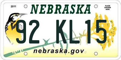 NE license plate 92KL15