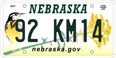 NE license plate 92KM14