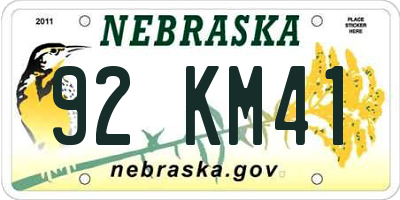 NE license plate 92KM41