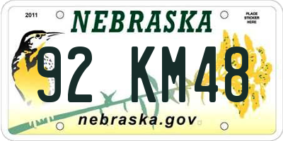 NE license plate 92KM48