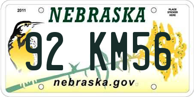 NE license plate 92KM56
