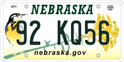 NE license plate 92KQ56