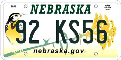 NE license plate 92KS56