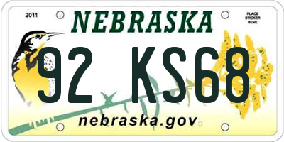 NE license plate 92KS68